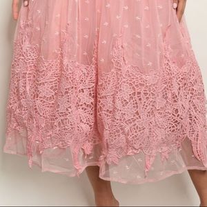 15770 Lilac Pink Cold Shoulder Lace Dress